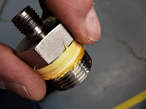 Taped fitting showing no galling after 5 times installation and removal